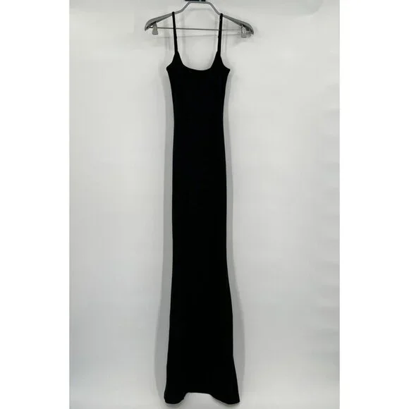 Quince Women’s Black Tencel Rib Knit Maxi Slip Dress sz XS NWT Sleeveless Long - Picture 2 of 8